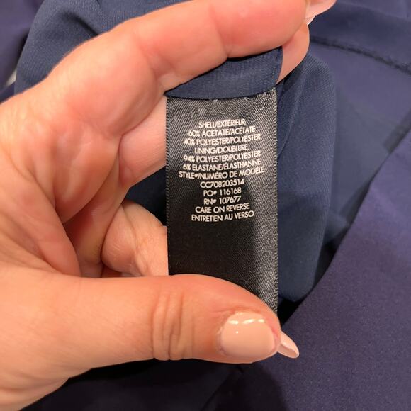 Alice + Olivia Navy Blue Cold Shoulder Niko Sheath Dress Sz 6 - Picture 6 of 11